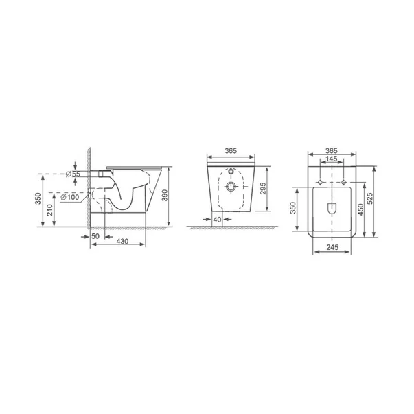 Pachet vas wc suspendat Fluminia Paris, capac softclose si set dus igiena intima crom cu baterie incastrata Omnires Y picture - 4
