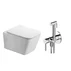 Pachet vas wc suspendat Fluminia Paris, capac softclose si set dus igiena intima crom cu baterie incastrata Omnires Y picture - 1