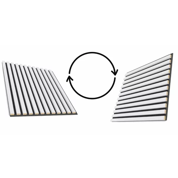 Panou riflaj decorativ/acustic Lameo 3D alb mat (fetru negru) 60x60 cm picture - 3