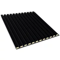 Panou riflaj decorativ/acustic Lameo 3D negru mat (fetru negru) 60x60 cm