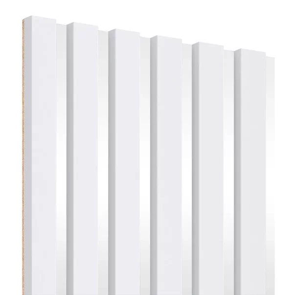 Panou riflaj decorativ/acustic Lameo Mini alb mat (HDF alb) 30x275 cm picture - 3