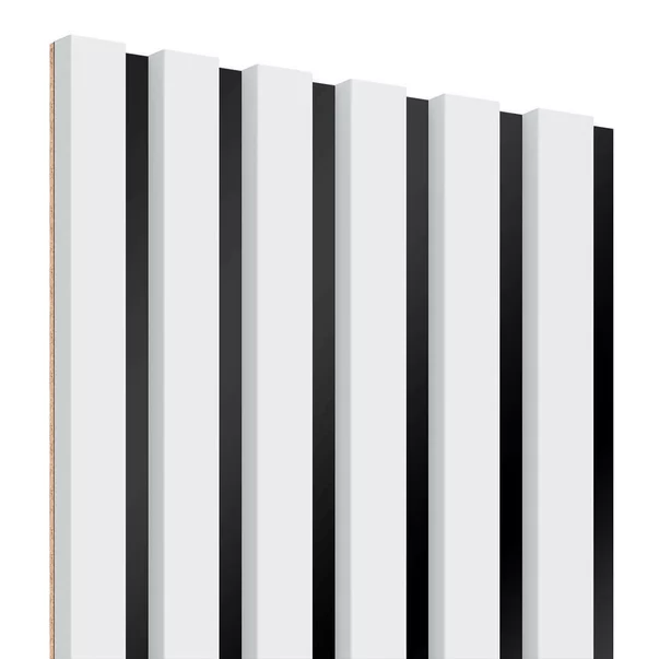 Panou riflaj decorativ/acustic Lameo Mini alb mat (HDF negru) 30x275 cm picture - 3