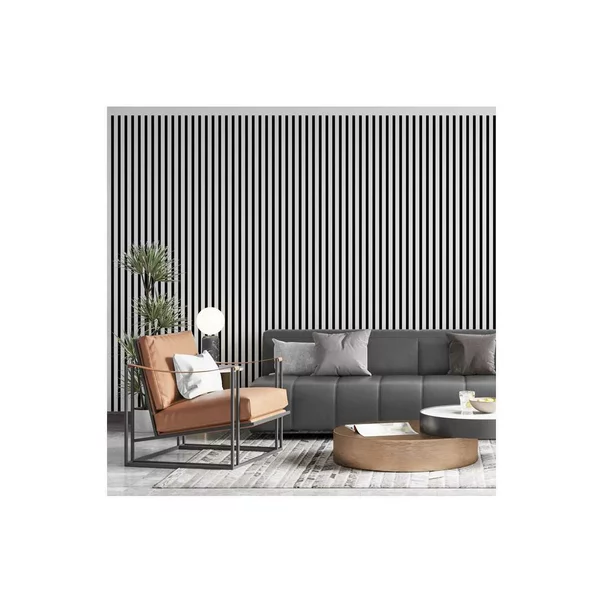 Panou riflaj decorativ/acustic Lameo Mini alb mat (HDF negru) 30x275 cm picture - 5