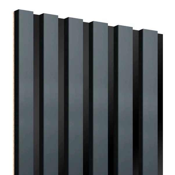 Panou riflaj decorativ/acustic Lameo Mini antracit (HDF negru) 30x275 cm picture - 3