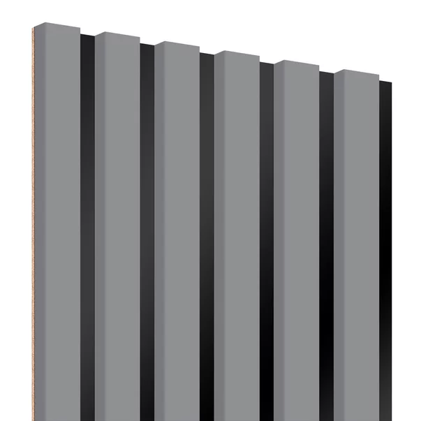Panou riflaj decorativ/acustic Lameo Mini gri (HDF negru) 30x275 cm picture - 2