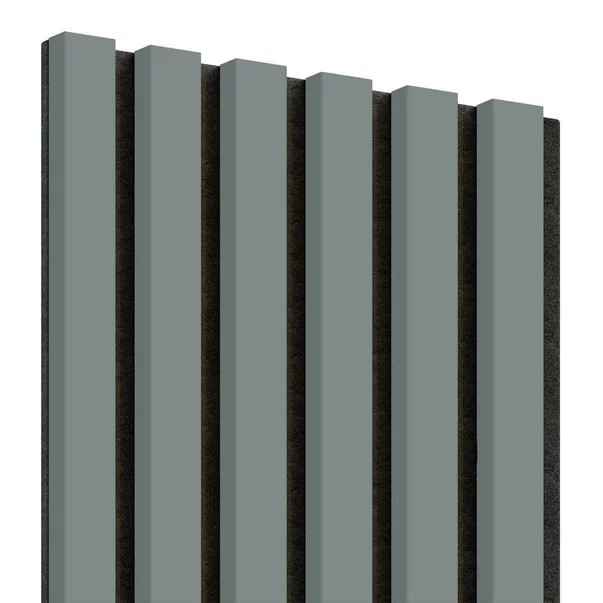 Panou riflaj decorativ/acustic Lameo Mini kaki (fetru negru) 30x275 cm picture - 5