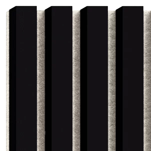 Panou riflaj decorativ/acustic Lameo Mini negru mat (fetru bej) 30x275 cm picture - 4