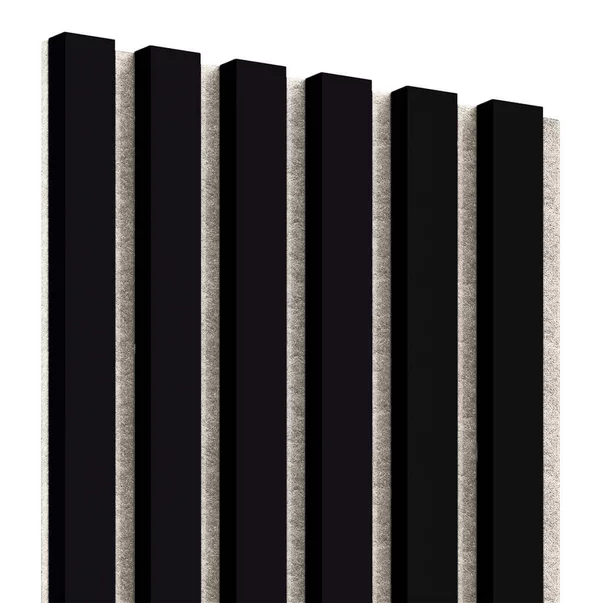 Panou riflaj decorativ/acustic Lameo Mini negru mat (fetru bej) 30x275 cm picture - 5