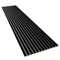 Panou riflaj decorativ/acustic Lameo Mini negru mat (fetru bej) 30x275 cm