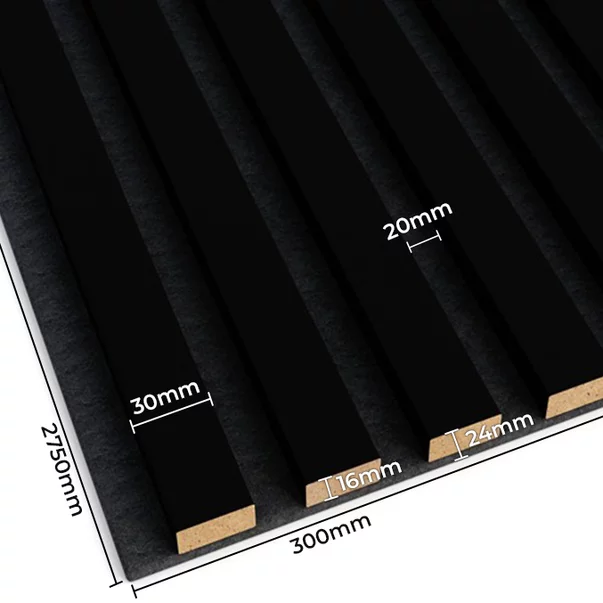 Panou riflaj decorativ/acustic Lameo Mini negru mat (fetru negru) 30x275 cm picture - 6