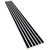 Panou riflaj decorativ/acustic Lameo Mini negru mat (HDF alb) 30x275 cm