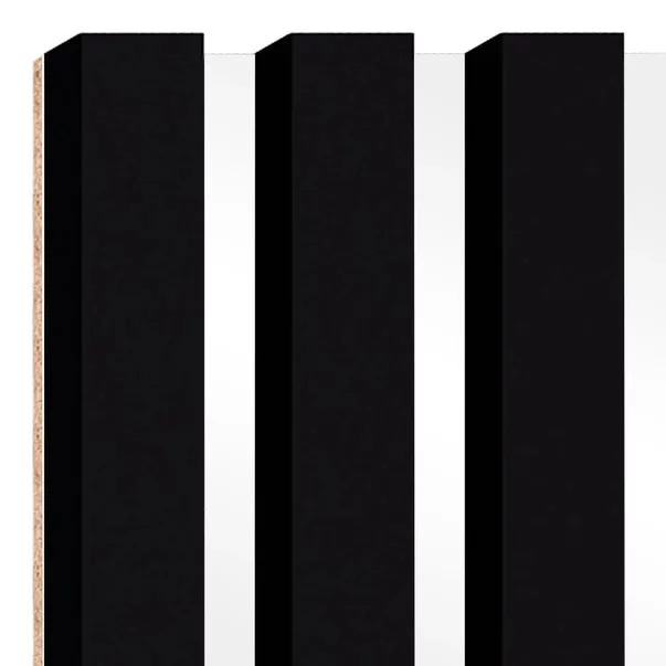Panou riflaj decorativ/acustic Lameo Mini negru mat (HDF alb) 30x275 cm picture - 4