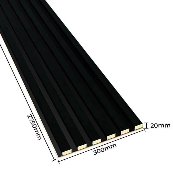 Panou riflaj decorativ/acustic Lameo Mini negru mat (HDF negru) 30x275 cm picture - 4