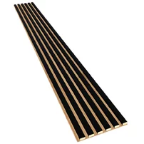 Panou riflaj decorativ/acustic Lameo Mini negru mat (HDF stejar) 30x275 cm