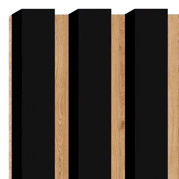 Panou riflaj decorativ/acustic Lameo Mini negru mat (HDF stejar) 30x275 cm picture - 4