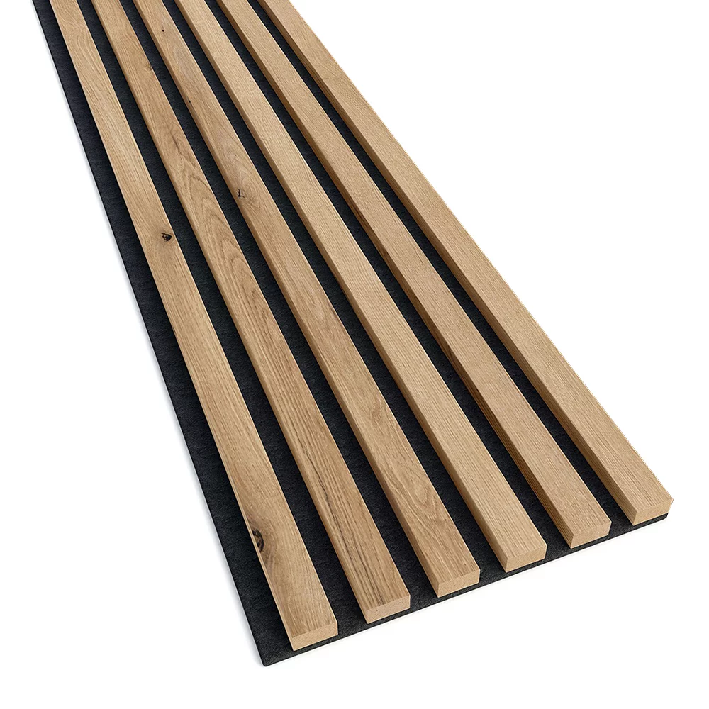Panou riflaj decorativ/acustic Lameo Mini din MDF finisaj stejar