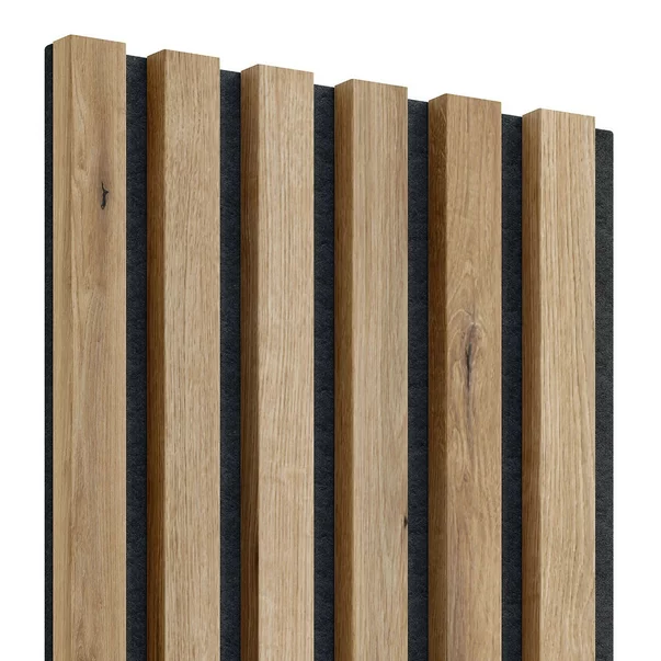 Panou riflaj decorativ/acustic Lameo Mini stejar artizanal (fetru negru) 30x275 cm picture - 5