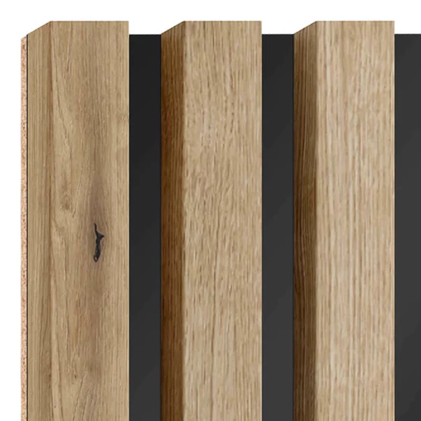 Panou riflaj decorativ/acustic Lameo Mini stejar artizanal (HDF negru) 30x275 cm picture - 4