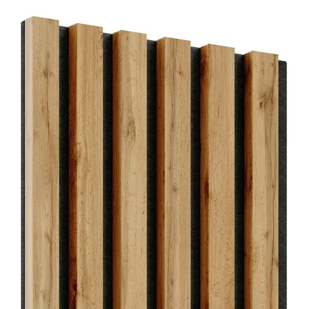 Panou riflaj decorativ/acustic Lameo Mini stejar votiv (fetru negru) 30x275 cm picture - 3