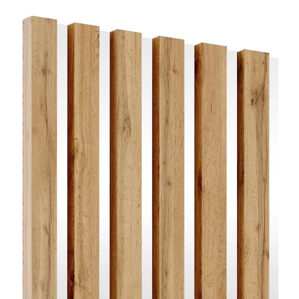 Panou riflaj decorativ/acustic Lameo Mini stejar votiv (HDF alb) 30x275 cm picture - 3