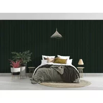 Panou riflaj decorativ/acustic Lameo Mini sticla verde (fetru negru) 30x275 cm