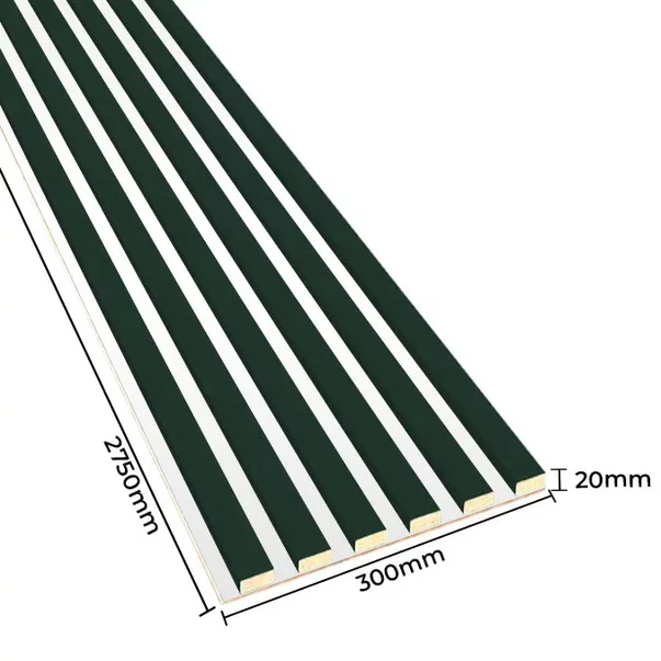 Panou riflaj decorativ/acustic Lameo Mini sticla verde (HDF alb) 30x275 cm picture - 2