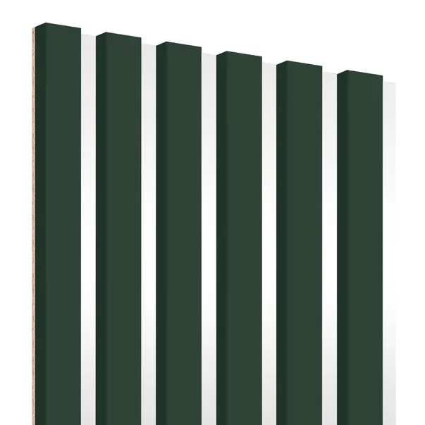 Panou riflaj decorativ/acustic Lameo Mini sticla verde (HDF alb) 30x275 cm picture - 3