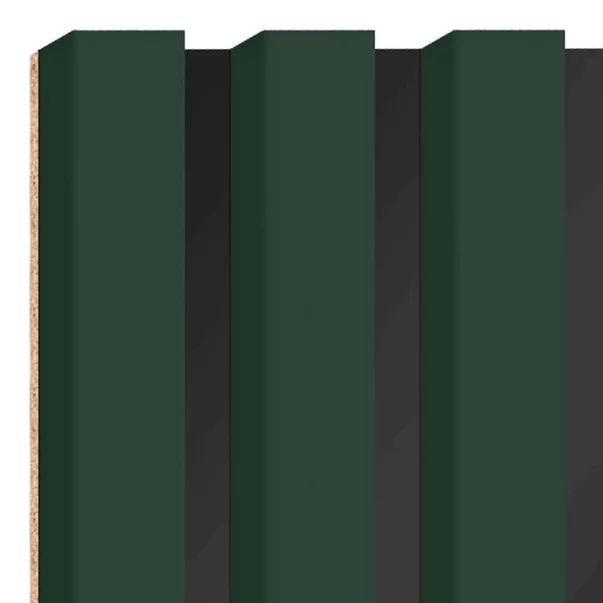 Panou riflaj decorativ/acustic Lameo Mini sticla verde (HDF negru) 30x275 cm picture - 4