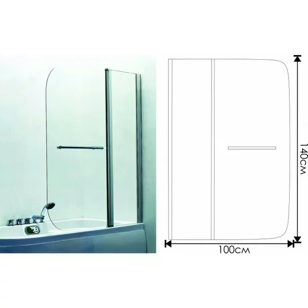 Paravan de cada pivotant Inter Ceramic 100x140 cm sticla 5 mm profil crom lucios-opac stanga picture - 2
