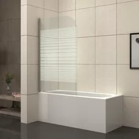 Paravan de cada pivotant Inter Ceramic 80x130 cm sticla transparenta cu lini albe 4 mm profil crom lucios