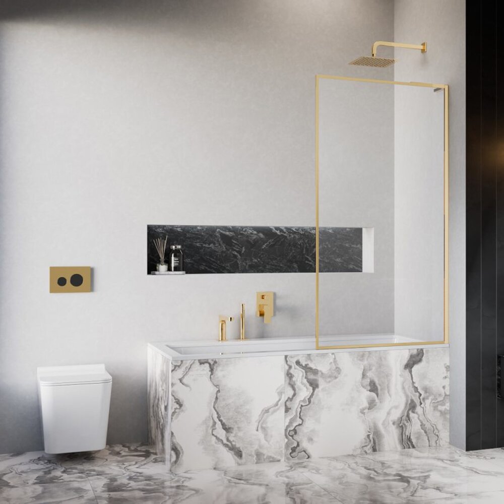 Paravan de cada Radaway Modo F SL PNJ II auriu lucios-transparent 100x150 cm sticla 8 mm dreapta
