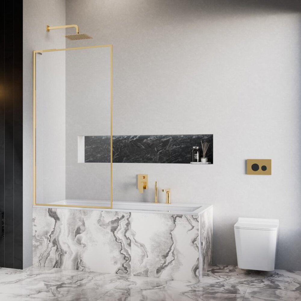 Paravan de cada Radaway Modo F SL PNJ II auriu lucios-transparent 60x150 cm sticla 8 mm stanga