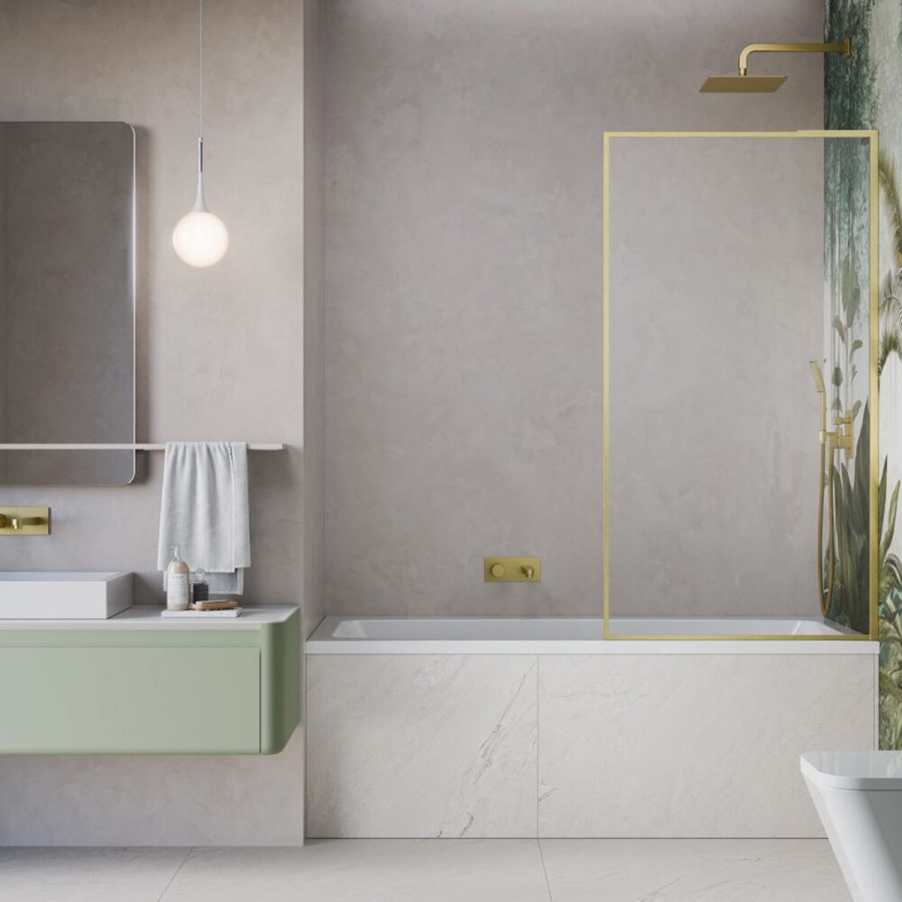 Paravan de cada Radaway Modo F SL PNJ II auriu periat-transparent 100x150 cm sticla 8 mm dreapta