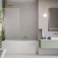 Paravan de cada Radaway Modo F SL PNJ II auriu periat-transparent 100x150 cm sticla 8 mm stanga