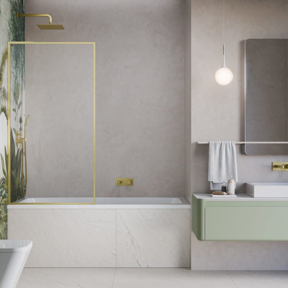 Paravan de cada Radaway Modo F SL PNJ II auriu periat-transparent 80x150 cm sticla 8 mm stanga