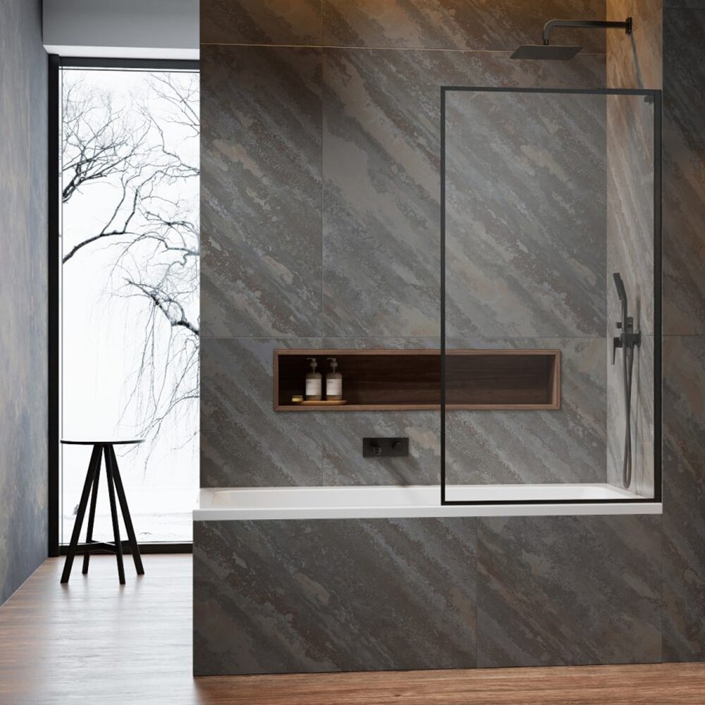 Paravan de cada Radaway Modo F SL PNJ II GunMetal periat-transparent 90x150 cm sticla 8 mm dreapta