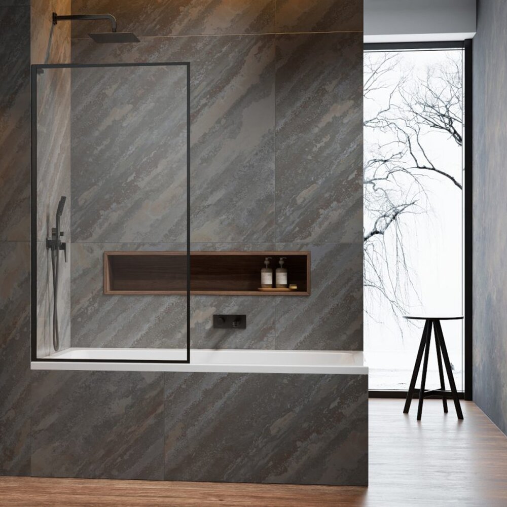 Paravan de cada Radaway Modo F SL PNJ II GunMetal periat-transparent 90x150 cm sticla 8 mm stanga