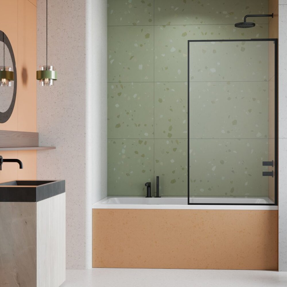 Paravan de cada Radaway Modo F SL PNJ II negru mat-transparent 70x150 cm sticla 8 mm dreapta