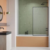 Paravan de cada Radaway Modo F SL PNJ II negru mat-transparent 80x150 cm sticla 8 mm dreapta