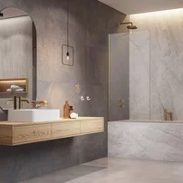 Paravan de cada Radaway Modo New PNJ II auriu lucios-transparent 100x150 cm sticla 8 mm