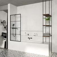 Paravan de cada Radaway Modo New PNJ II Factory negru mat-transparent 60x150 cm sticla 8 mm