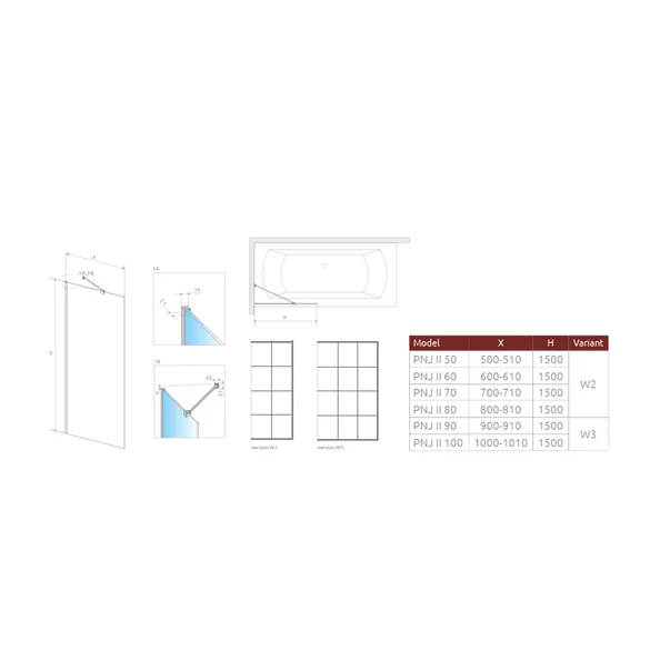 Paravan de cada Radaway Modo New PNJ II negru mat-transparent 60x150 cm sticla 8 mm picture - 5