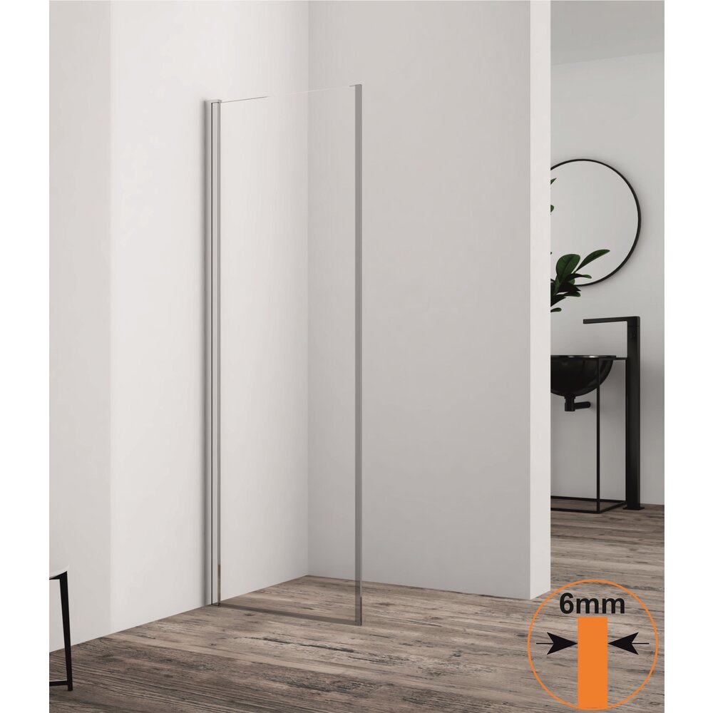 Paravan de dus mobil tip Walk-In Inter Ceramic crom lucios 50x200 cm sticla transparenta