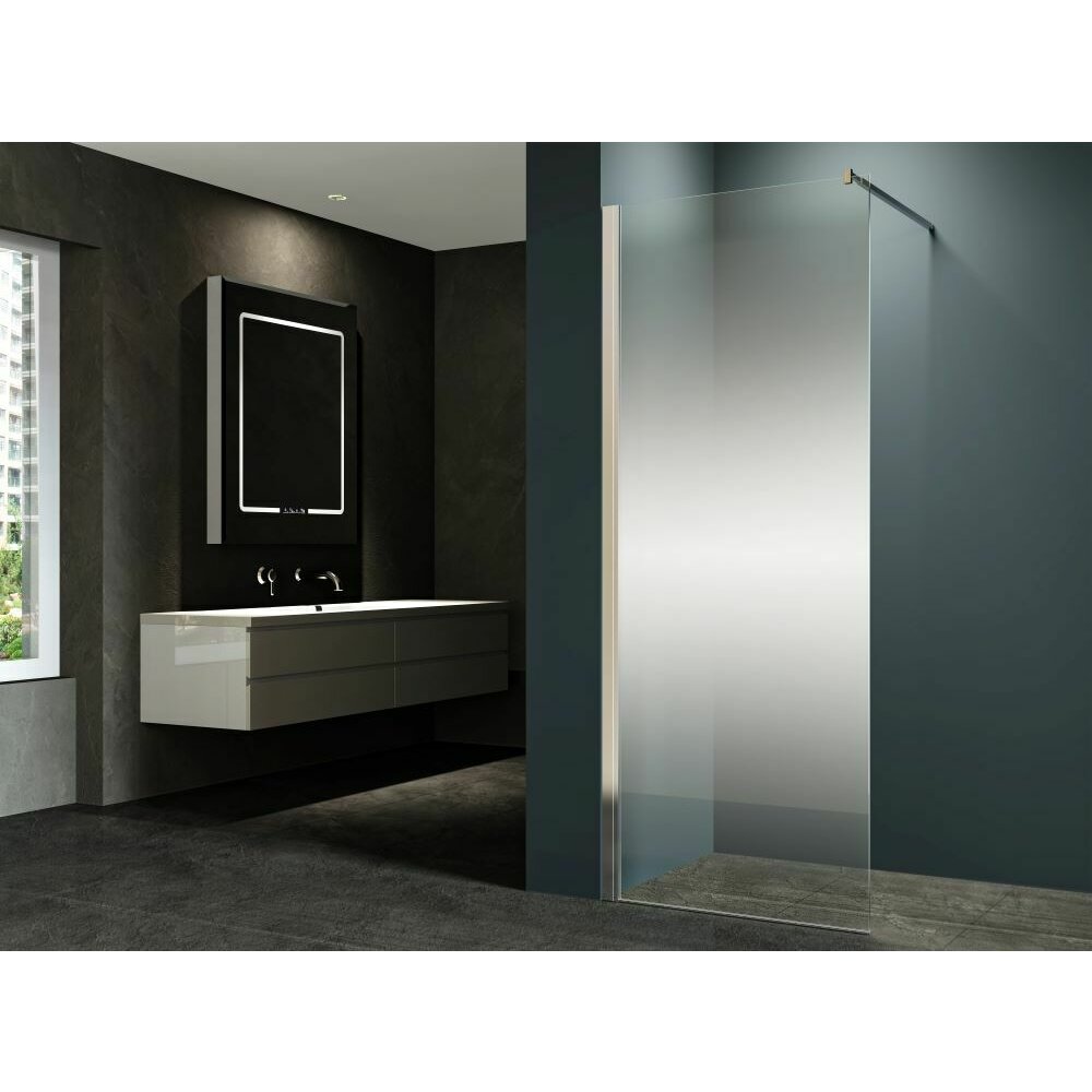 Paravan de dus tip Walk-In Inter Ceramic profil alb mat 100x200 cm sticla partial opaca