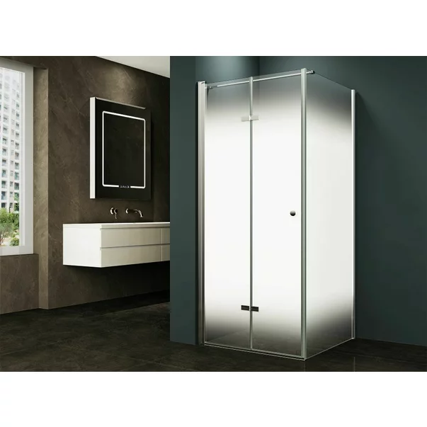 Paravan de dus tip Walk-In Inter Ceramic profil alb mat 90x200 cm sticla partial opaca picture - 2