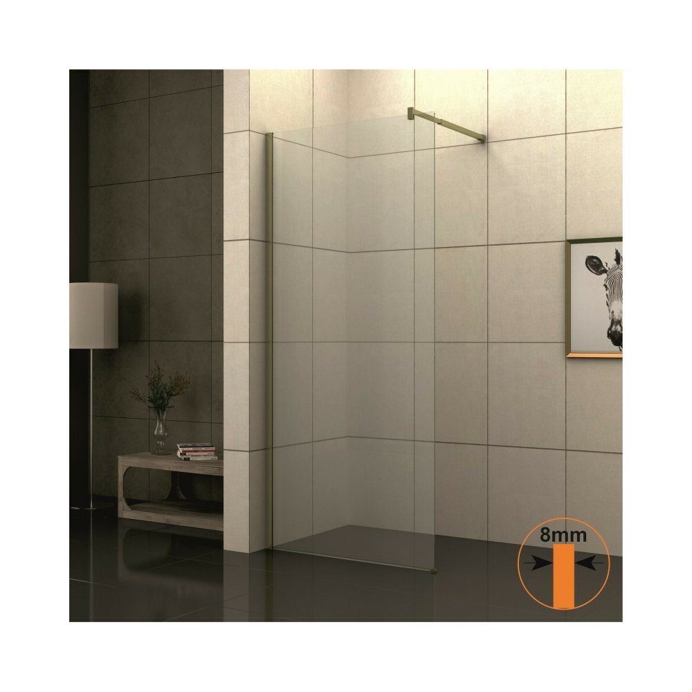 Paravan de dus tip Walk-In Inter Ceramic profil auriu - sticla transparenta 80x200 cm