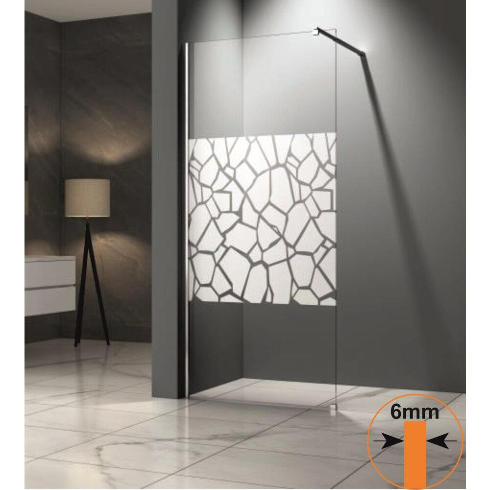 Paravan de dus tip Walk-In Inter Ceramic profil crom - sticla transparenta+elemente albe 80x200 cm