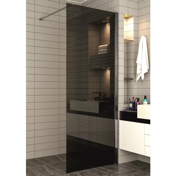 Paravan de dus tip Walk-In Inter Ceramic profil gri mat - sticla fumurie 100x200 cm picture - 2