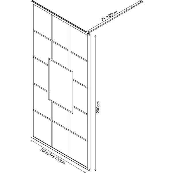 Paravan de dus tip Walk-In Inter Ceramic profil negru 90x200 cm sticla transparenta cu linii negre picture - 2