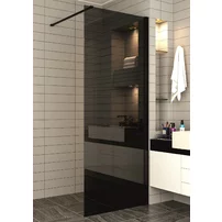 Paravan de dus tip Walk-In Inter Ceramic profil negru mat - sticla fumurie 100x200 cm